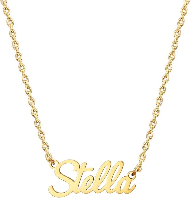 MOMOL 18K Gold Plated Stainless Steel Name Necklace Personalized Custom Name Necklace Customized Nameplate Necklace for women