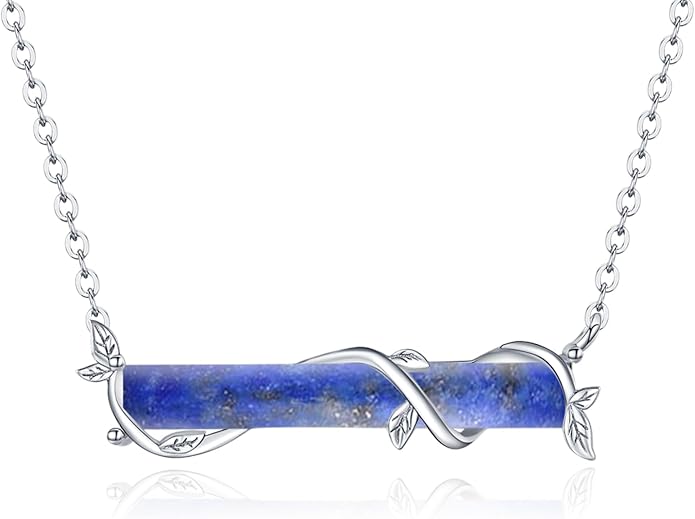 Bar Opal Leaf Necklace For Women S925 Sterling Silver White Opal Pendant with Leaf Charm Bar Pendant Jewelry Gift For Mom Daughter Wife