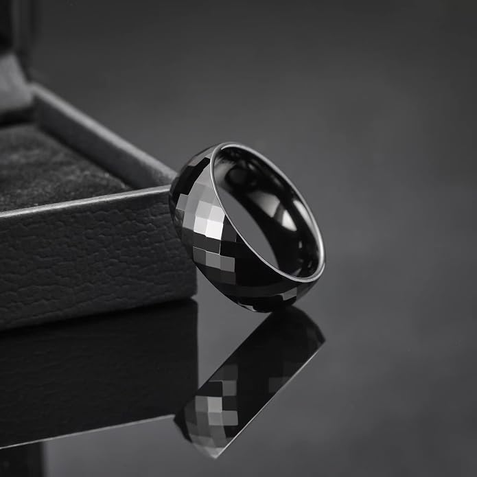 King Will Tungsten Carbide Wedding Ring for Men Women Promise Ring for Couple 2mm/4mm/6mm Black/Silver/Gold/Rose Gold Multi-faceted Shining Luster High Polished Wedding Band Comfort Fit