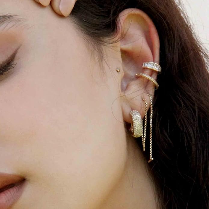 Ettika 18k Gold Plated, Silver Plated, Rhodium Plated Pull Through Threader Earrings. Threaders Minimalist Earring. Womens Jewelry Gifts