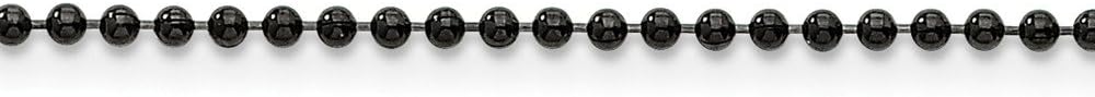 Stainless Steel 2mm IP Black-Plated Ball Chain Necklace - with Secure Lobster Lock Clasp