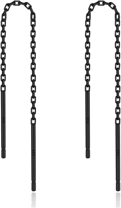 3 Pairs Threader Earrings 925 Sterling Silver Long Chain Earrings Bar/Ball Wrap Threader Drop Earrings for Women Lightweight Minimalist Mother's Day Jewelry Set