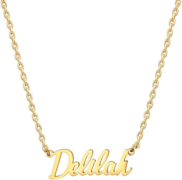 MOMOL 18K Gold Plated Stainless Steel Name Necklace Personalized Custom Name Necklace Customized Nameplate Necklace for women