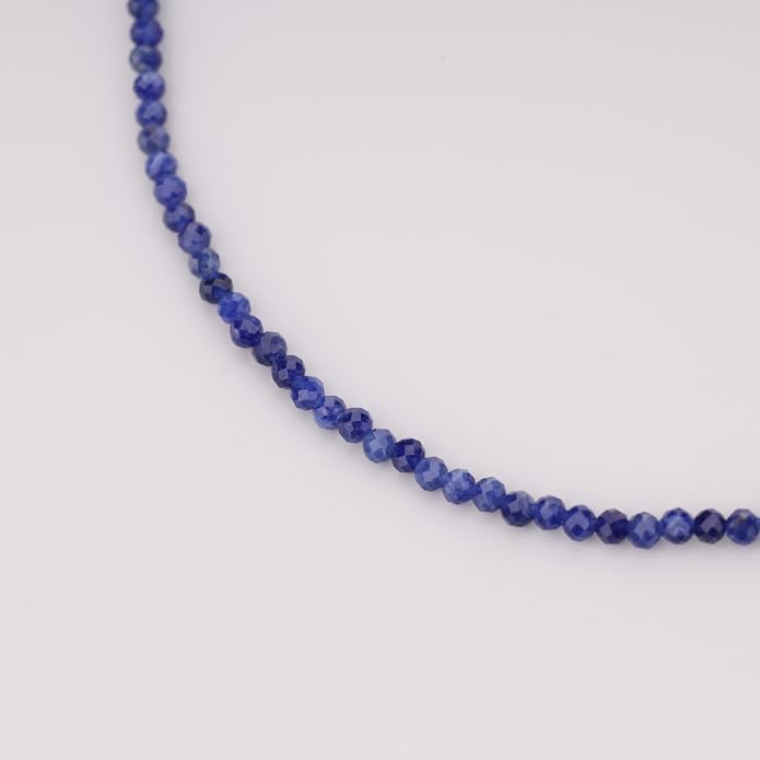 COAI 2mm & 3mm Danity Tiny Bead Necklace for Women, Stone Beaded Crystal Necklace for Women, Sodalite, Australian Jasper, Red Carnelian, Tourmaline, Amethyst, Turquoise Jewelry