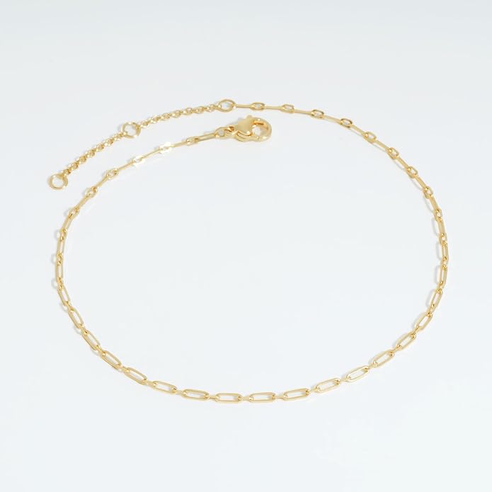 LOYATA Anklet Bracelet 14K Gold Plated Dainty Anklet Chain Waterproof Gold Chain Anklet for Women Cuban Beach Anklet Jewelry Gifts for Women