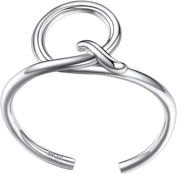SILVERCUTE S925 Initial Rings, Adjustable Size 6-12 Statement Alphabet Letter A-Z Jewelry Personalized Twisted Initials Rings Sterling Silver Stacking Ring for Women