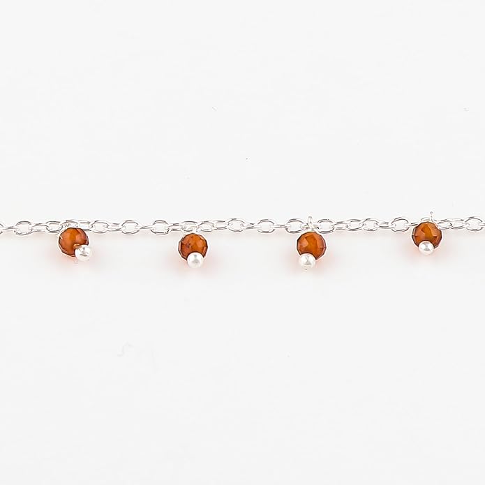 Natural Gemstone Beaded Dangle Anklets, Handmade Bohemian Jewelry, Micro-Faceted Stones Wicca & Reiki Healing Crystals, Silver Ankle Bracelet, Christmas Gift for Women, 9+1.50inch