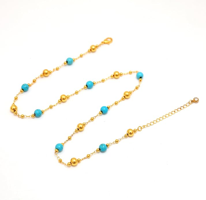 14K Gold Plated Paper Clip Chain Link Necklace Satellite Cross Key Starfish Turquoise Heart Necklace for Women