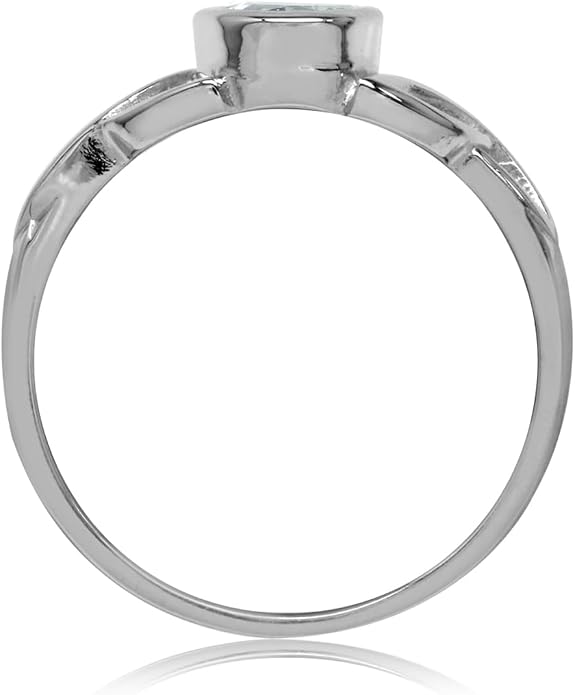 Silvershake 7x5MM Oval Shape Birthstone Gemstone White Gold Plated or 18K Yellow Gold Plated 925 Sterling Silver Triquetra Trinity Celtic Knot Solitaire Ring Jewelry for Women