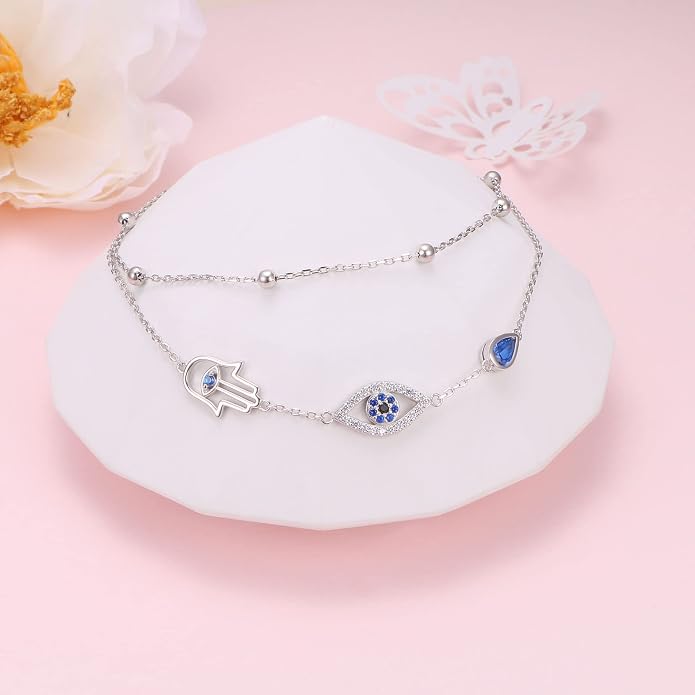 Yearace Anklet for Women S925 Sterling Silver Adjustable Foot Beaded Chain Lotus Flower Claddagh Dragonfly Witches Knot Ankle Bracelet Summer Beach Anklets Jewelry Gift