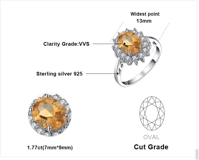 JewelryPalace Princess Diana Kate Middleton Class Gemstone Birthstone Sapphire Halo Engagement Rings for Women, Anniversary 14K White Yellow Rose Gold Plated 925 Sterling Silver Promise Rings for Her