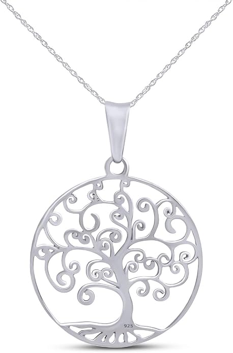 Jewel Zone US Tree of Life Filigree Pendant Necklace 14k Gold Over Sterling Silver