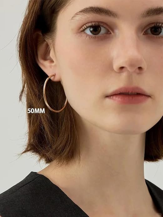 14K Gold Hoop Earrings, Gold Earrings for Women Hypoallergenic Lightweight Small Hoop Earring for Womens