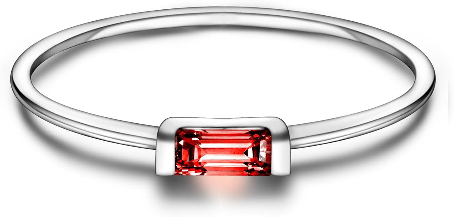 Helonley S925 Sterling Silver Birthstone Stackable Rings for Women Mother with Cubic zirconium Mom Ring Mother's Day Jewelry Gifts for Wife