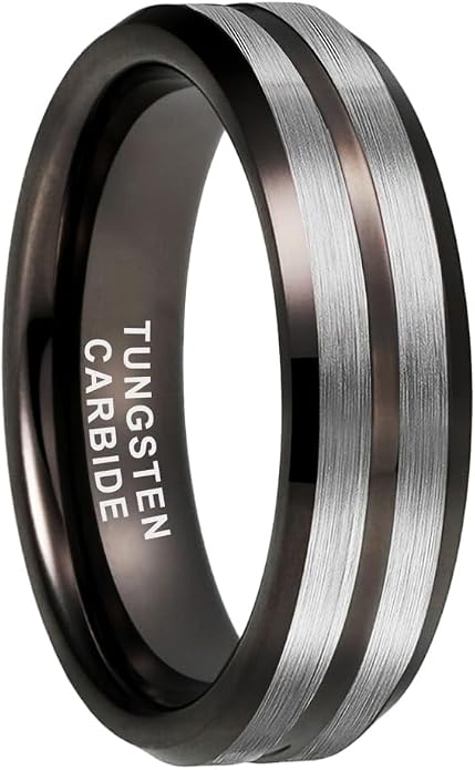 TUTISS 6mm 8mm Silver/Black/Blue/Gunmetal/Gold/Rose Gold Tungsten Rings for Men Women Fashion Engagement Wedding Bands Matte Finish Beveled Edges Comfort Fit