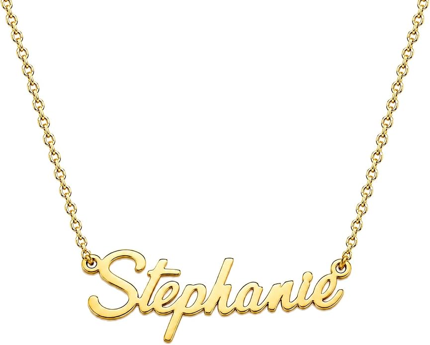 MOMOL 18K Gold Plated Stainless Steel Name Necklace Personalized Custom Name Necklace Customized Nameplate Necklace for women