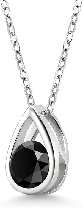 Gem Stone King Teardrop Pendant Necklace For Women | 5MM Round Gemstone Birthstone | 925 Sterling Silver | With 18 Inch Silver Chain | Fine Jewelry Gift for Her Mom Women Wife