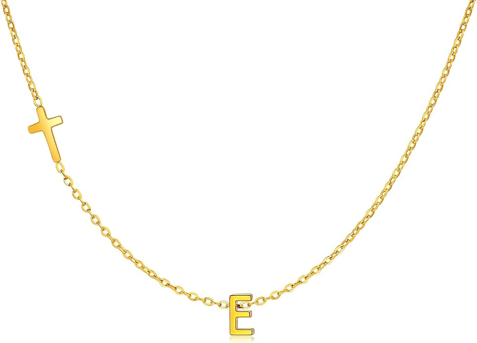 Cross Necklace for Women with Initial, 18K Gold Plated Initial A-Z Pendant| Dainty Cute Cross Necklaces | Trendy Tiny Gold Letter Necklaces Jewelry Gifts for Women