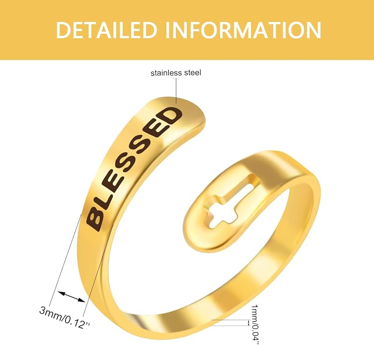 Uloveido Adjustable Inspirational Flying Dandelion Double Stainless Steel Freedom Ring Bands Cool Stacking Gift for Women, Engraving Rings Motivational Gift Y2004