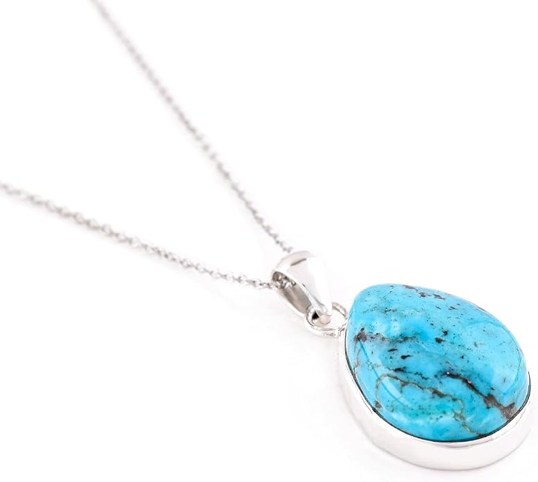 Natural Gemstone Pendant Necklace for Women Handmade Birthstone Healing Crystal Jewelry Chain 20" Stone Birthday Christmas Wedding Gifts for Her
