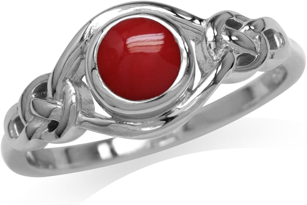 Silvershake Birthstone Gemstones White Gold Plated 925 Sterling Silver Irish Celtic Knot Engagement or Promise Solitaire Ring Jewelry for Women