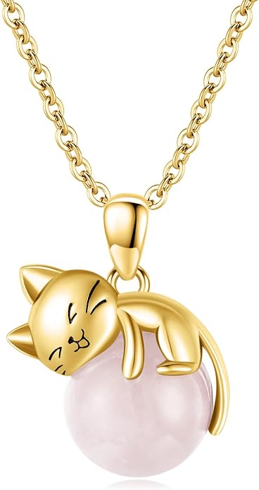 Cat Necklace Sterling Silver Cat Zircon Pendant Gothic Jewelry for Women Animal Lovers Gifts