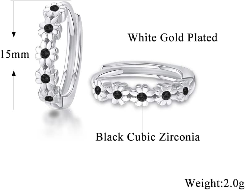 CiNily Small Hoop Earrings for Women Girls Flower Cubic Zirconia Huggie Earrings Hypoallergenic 14K Yellow Gold Plated Cartilage Earrings