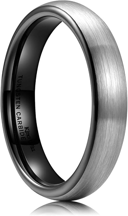 King Will Wedding Band for Men Women, 2/4/6/7/8mm Domed Matte Brushed Tungsten Carbide Rings, Solid/Dual Color Engagement Rings, Comfort Fit