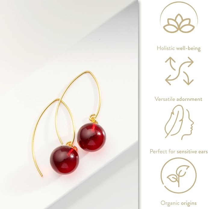 Pull-Through Earrings, Amber Jewelry, Faceted Sparkling Amber Earrings - Parent