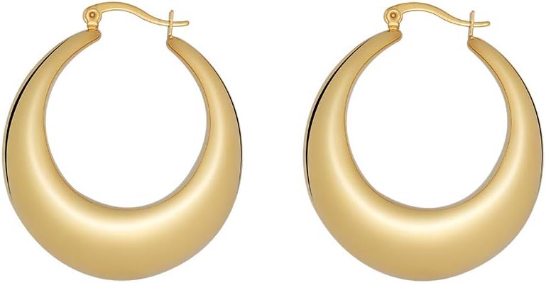 Chunky Large Thick Rounded Tube Hoop Earrings