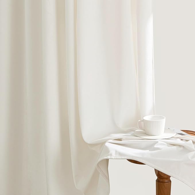 MIULEE Ivory Velvet Curtains 84 inches Long, Pinch Pleated Blackout Drapes with Hooks, Cream Thermal Insulated Pinch Pleat Panels for Bedroom Living Room, 2 Panels