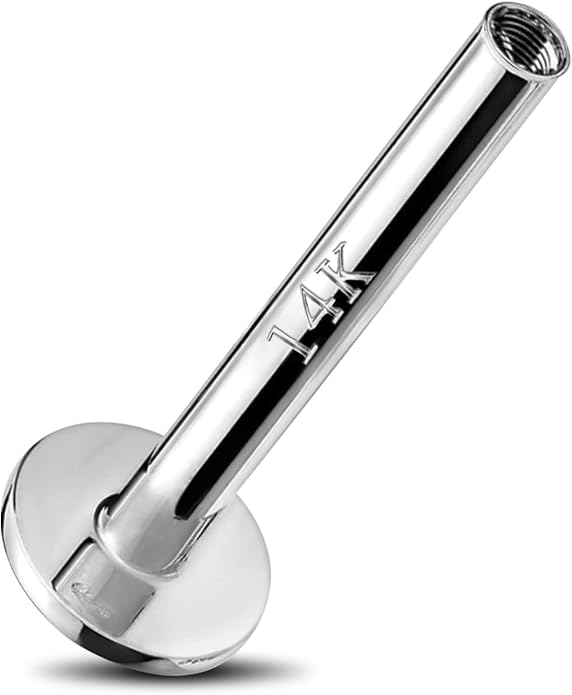 Jewseen 14K Gold Internally Threaded Bar,Flat Back Earrings,Nose Ring,Cartilage Stud,Lip Piercing Flat Back Stud Helix Stud Conch Stud Cartilage Stud 16g 6mm 8mm 10mm Replacement-Post Only