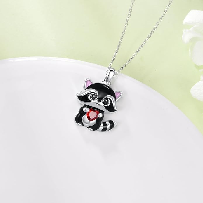 Bat/Cow/Cat/Bunny Necklace 925 Sterling Silver Heart Animal Pendant Necklace for Women