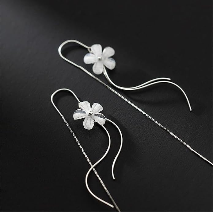 925 Sterling Silver Dainty Hard Wire Threader Dangle Earrings for Women 14k Gold Plated Tassel Threader Pull Through Long Half Hoop Earring Wedding Bridal Birthday Jewelry Gifts