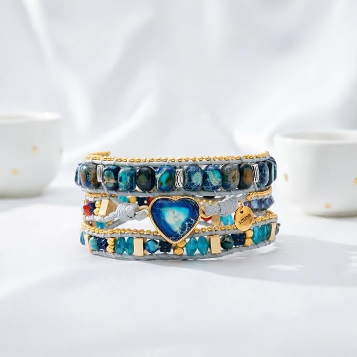YGLINE Natural Stone Bracelet 3 Wraps Bracelet Handmade Boho Bracelet for Women Bracelet