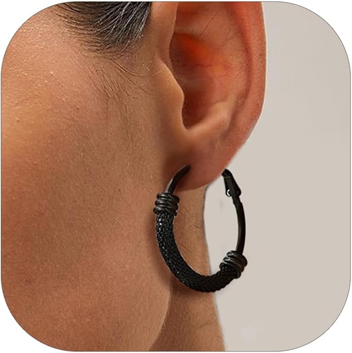 PROSTEEL 30/40/60/80/100mm Chunky Hoop Earrings For Women Gold Plated/Black Stainless Steel Hoops Earrings Statement Jewelry