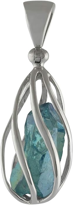 Starborn Gemstone teardrop Style Cage Pendant Sterling Silver