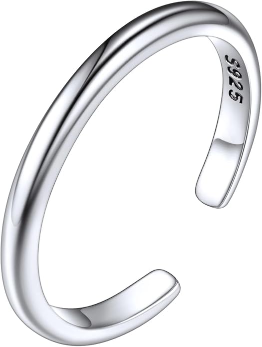 ChicSilver 925 Sterling Silver Toe Ring Minimalist Hypoallergenic Adjustable Band Ring Summer Beach Bare Foot Jewelry