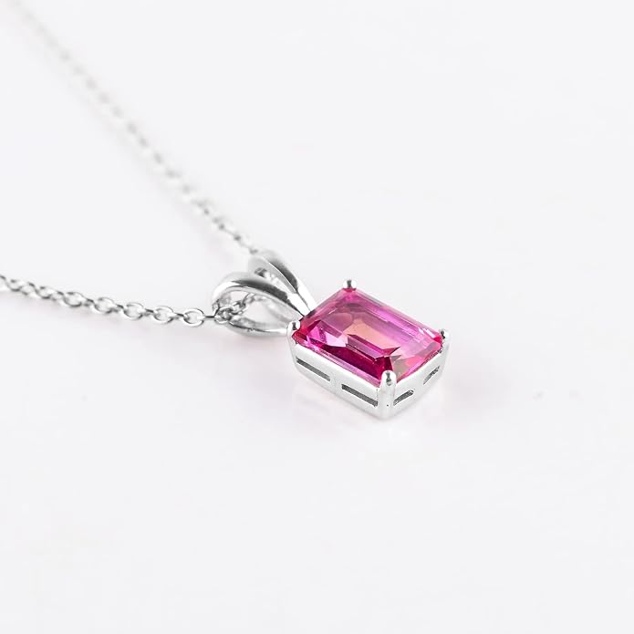 Natural Gemstone Pendant Necklace for Women, Healing Stone Chakra Crystal Birthstone 925 Sterling Silver Chain 18 Inch Birthday Christmas Gifts