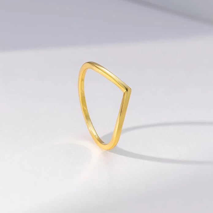 14K Gold Vermeil Ring for Women, Minimalist Stackable Band, 925 Sterling Silver Statement & Everyday Jewelry, Gifts for Women