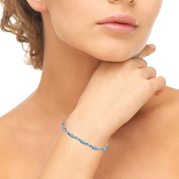Sterling Silver 6x4mm Oval Infinity Bracelet Made with European Crystals
