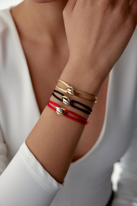 Joy-D 3 Rings Bracelet - String Bracelet with 3 Colors Rings, Adjustable Cord, High Quality Women&Men Bracelet, Gold Jewelry, Perfect Gift for Her&Him