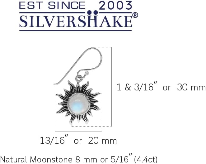 Silvershake 8mm Round Shape 925 Sterling Silver Sun Ray Inspired Dangle Hook Earrings