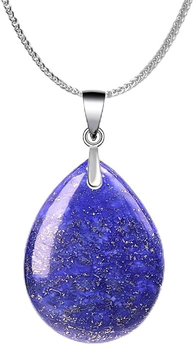 iSTONE 925 Sterling Silver Natural Crytral for Womens Pendant Necklace, Gemstone Birthstone with 17.8" Silver Chain Ladies