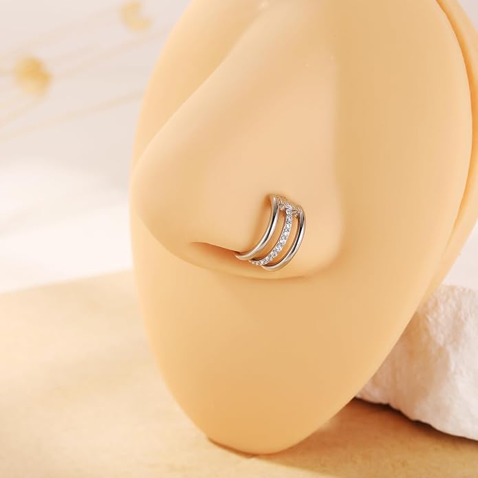316L Surgical Steel Septum Clicker Ring Nose Ring Hoop Sleeper Hoop Earring Helix Rook Conch Cartilage Daith Tragus Earrings Lobe Nose Piercing Jewelry for Women