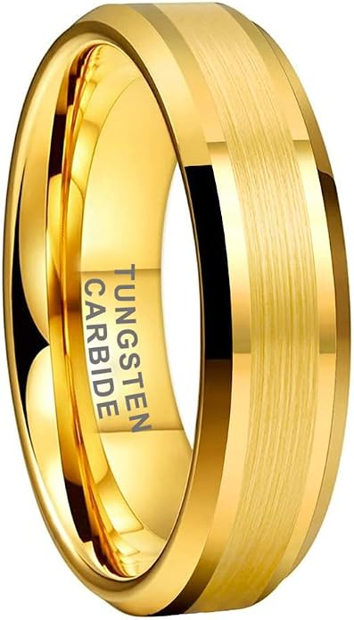 TUTISS 6mm 8mm Silver/Black/Gunmetal/Gold Tungsten Rings for Men Women Fashion Jewelry Engagement Wedding Bands Matte Polished Shiny Beveled Edges Comfort Fit