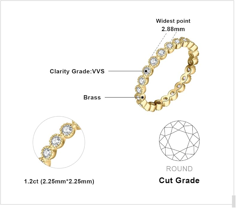 JewelryPalace 14K Gold Plated 925 Sterling Silver Rings for Women, Cubic Zirconia Promise Rings for Her, Stackable Wedding Bands Rings for Women Set Size 4-12