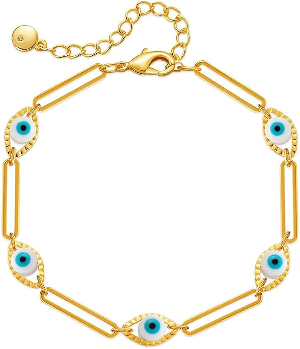 Lucky Evil Eye Bracelet for Women Family Lucky Charm Blue Red White Clear CZ Cubic Zirconia Spiritual Bracelet Birthday Anniversary