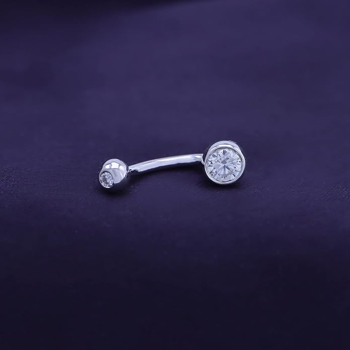SAVEARTH DIAMONDS 1/3 Carat Round Cut Moissanite & Lab Grown Diamond Belly Button Navel Rings Body Piercing Jewelry For Women In 14K Gold Over Sterling Silver (VVS1 Clarity, 0.33 Cttw)