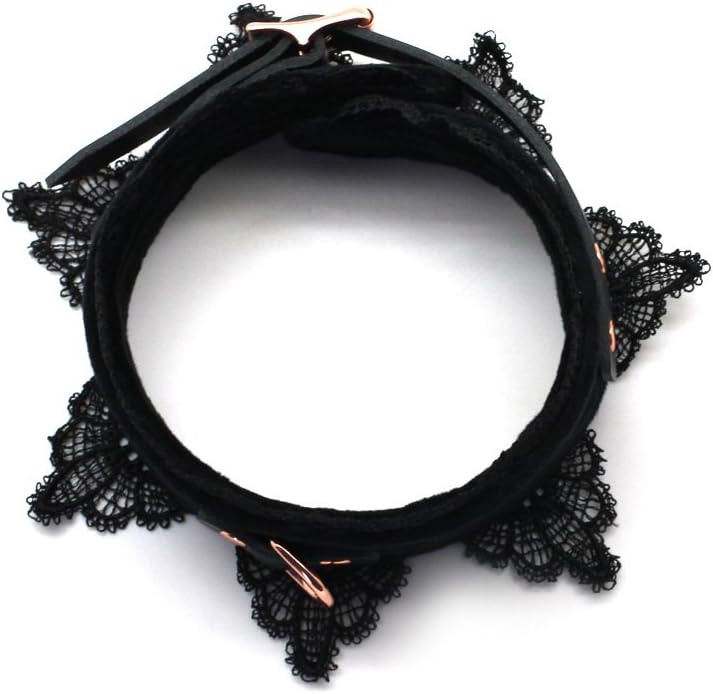SMspade Leather Choker Collar Black Lace Chokers Set for Men Women Girls